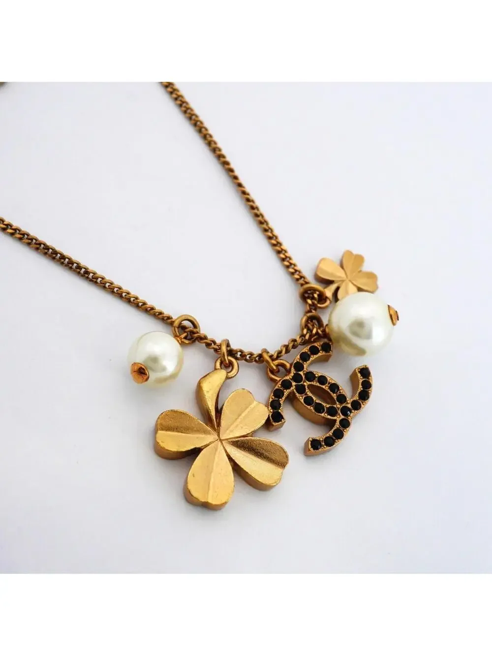 Chanel Cc Logo Clover Pendant Necklace #288078C90B
